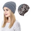 Women Knitted Beanie Hat Satin Lined Winter Warm Cap (White)