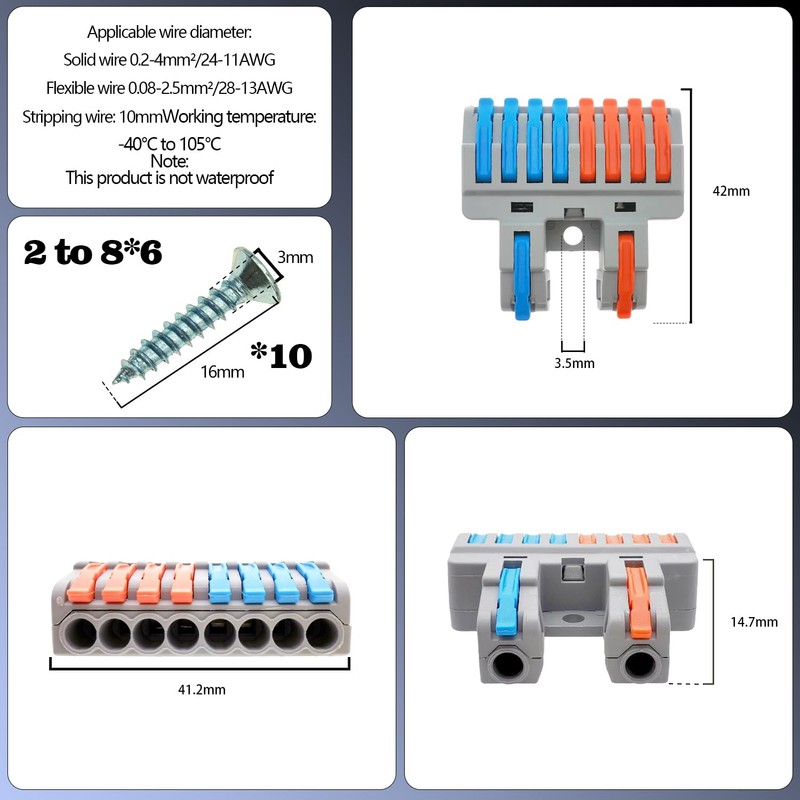 CTRICALVER Lever Terminal Blocks, Heavy Duty Terminal Block Set, Screw