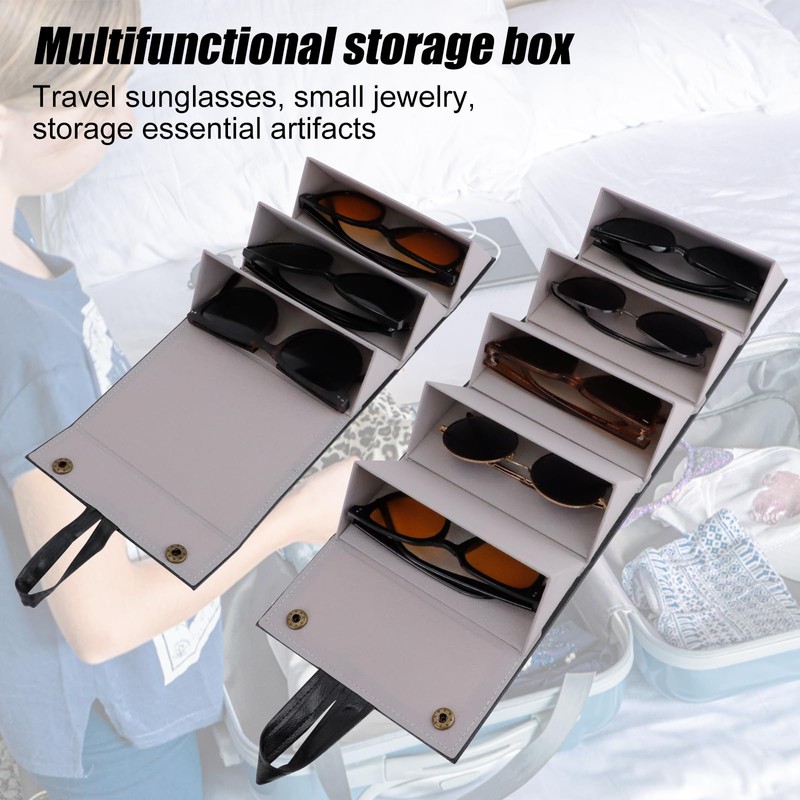 JUMRHFAN Sunglasses Organiser Travel Glasses Case Foldable Multiple Pairs Glasses