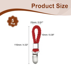 PATIKIL 5 Pcs Hanging Tea Towel Clips, 0.9" Wide Blade Cotton Loop Tea Towel Clips with Silver Metal Clamps for Kitchen, Bathroom, RV, Camping, Hanging Organization Tools, Red