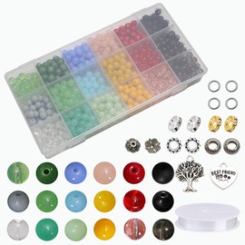 ZHFMLY 8mm Glass Beads for Jewelry Making 900pcs Colored Round Bracelet Beads Bulk Smooth Loose Spacer for DIY Necklace Earring & DIY Crafts Supplies