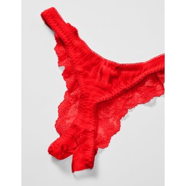 La Paume 322031 Women's T-Back Panties, Open T-Back Panties, 20 Half Fabric, Invisibility Lace, Rapome Brand, Red, red