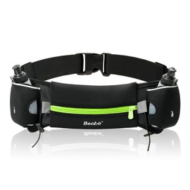 Becko Lightweight & Durable Running Belts Fitness Workout Belt for Men and Women - Waist Pack Belt/Runners Belt Waist Pouch during Cycling, Walking, Running, Sports (Hydration/Black-green)