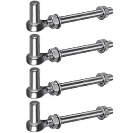 Insaga J Bolt Gate Hinge, 304 Stainless Steel Farm Gate Hinges, M12 x 6'' Gate Hinge Bolt 5/8'' for Chain Link Fence/Farm/Wooden Fence/Driveway, Supports up to 500lbs, 4pcs