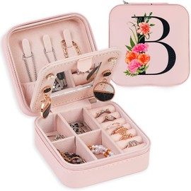 Sanuurfky Travel Jewelry Case Jewelry Box, Travel Essentials Accessories for Women, Ring Necklace Earring Jewelry Holder Organizer Box with Mirror, Gifts for Women Mom Grandma Birthday Valentine's Day