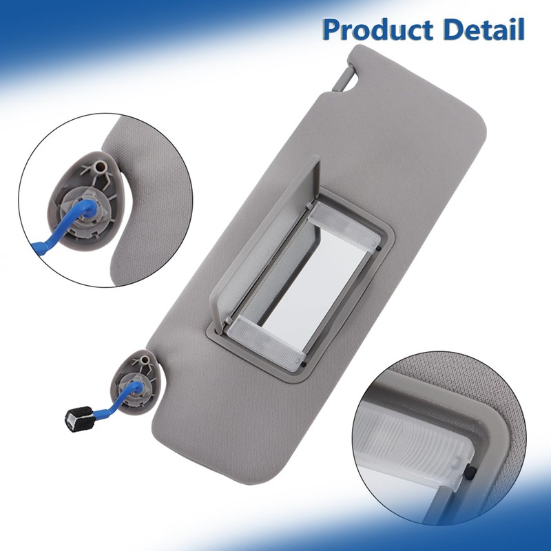 Silscvtt Gray Sun Visor Driver Side with Mirror and Light
