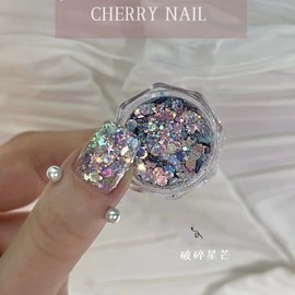 Spring Series Twinkling Glitter Nail Sequins - New Nail Art Decoration Free Size/Crushed Starlight 10ea