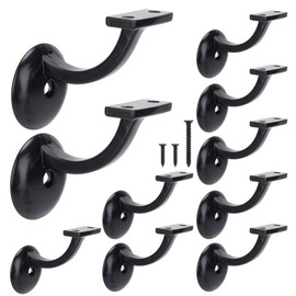Steel Handrail Bracket for Indoor Outdoor Stairs, Anti-Rust Hand Rail Brackets Hand Railing Brackets Strong Stair Support for Home Buildings Stairways Handrail, Matte Black,10 Pack
