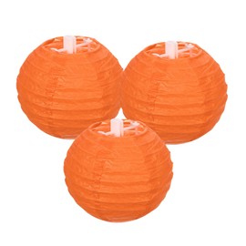 PATIKIL Round Paper Lanterns 10cm/4", 3 Pack Decorative Hanging Lanterns Lamp Party Decorations for Birthday Wedding Bridal Shower Home Decor, Orange Red