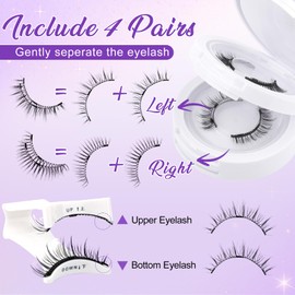 Magnetic-Eyelashes 4 Pairs with Applicator, Reusable Natural Look Lashes Kit No Glue Needed Easy to Wear and Remove(Magnetic-lashes XK86-4P)