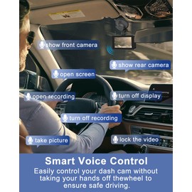 Voice Control Dash Cam Front and Rear 4K Built-in 5G WiFi GPS, 3 inch IPS Screen, Dual Dash Camera for Car Includes 64GB SD Card, Super Night Vision, 24H Parking Monitor, Supercapacitor, Type C, HDR