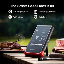 ThermoMaven Smart Bluetooth Wireless Meat Thermometer: Standalone Base, WiFi Unlimited Range, 6 Sensors with NIST Certified Accuracy, 2 Probes for Kitchen, BBQ, Grill, Oven, Smoker, Rotisserie