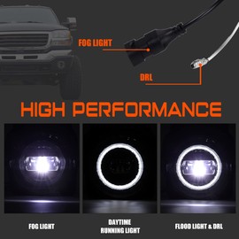 DRFG LED Fog Light with DRL Compatible for 2003-2006 GMC Sierra 1500 2500HD 3500HD Heavy Duty Pickup Bumper Fog Lights Lamps