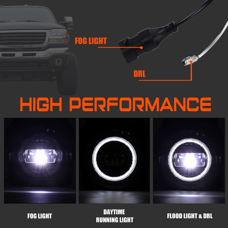 DRFG LED Fog Light with DRL Compatible for 2003-2006 GMC