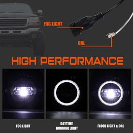 DRFG LED Fog Light with DRL Compatible for 2003-2006 GMC Sierra 1500 2500HD 3500HD Heavy Duty Pickup Bumper Fog Lights Lamps