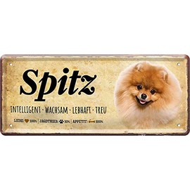Tin Sign with Saying and Motif Dog "Spitz" Decorative Dog Sign House Entrance Gate Gift for Birthday or Christmas for All Dog Owners 28 x 12 cm