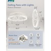 LEDIARY Flush Mount Ceiling Fan with Lights and Remote, 19.7''