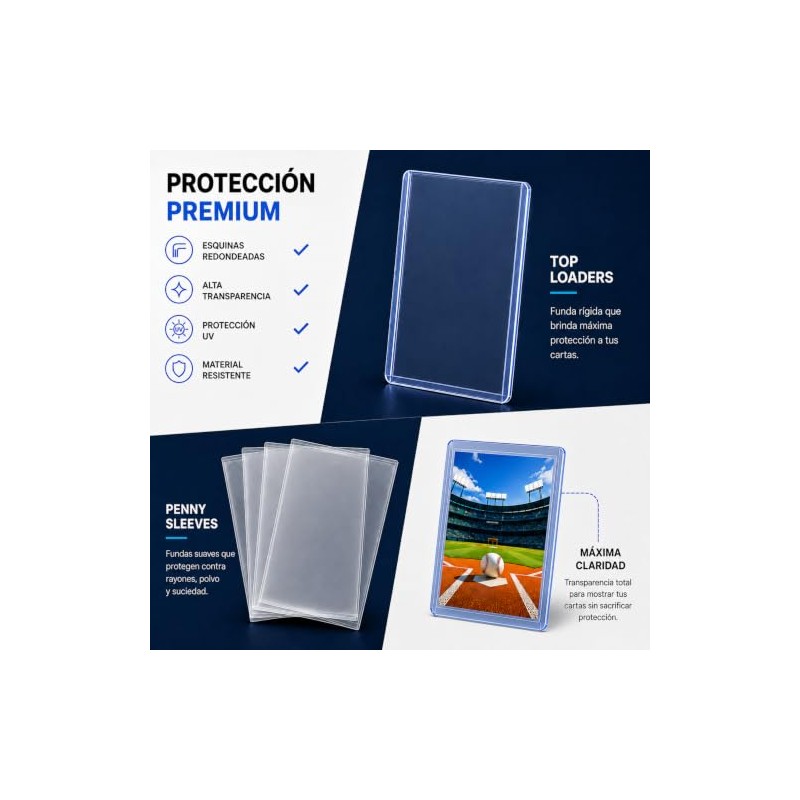 200 PIEZAS, Fundas para Tarjetas Coleccionables, Top Loaders Compatibles con