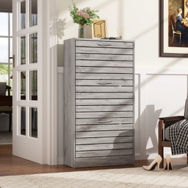ECACAD 3-Drawer Shoe Storage Cabinet with Ventilate Doors, Wood 3-Tier Shoe Rack Storage Organizer for Entryway, Hallway, Grey (22.4”W x 9.4”D x 42.3”H)