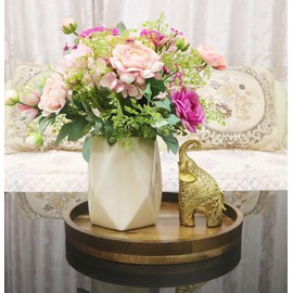 Acacia Wood Round Serving Tray, 13.8" Charcuterie Board Cheese Tray with Rim, Decorative Tray for Ottoman, Coffee Table, Couch, Kitchen Island