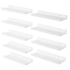 DOLLFIO Floating Shelves Set of 9, White Wall Shelves with Lip, Display Shelves for Wall Decor, Modern Picture Ledge for Living Room, Bedroom, Nursery, Bathroom, Pictures, Books, Plants- White