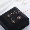 Christmas Rhinestone Necklace Earring Sets for Women Snowflake Jewelry for