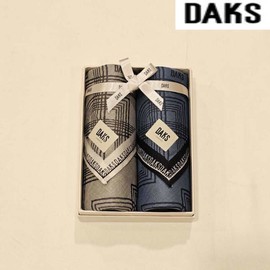Daks 대구백화점 닥스남녀2매 선염 손수건 세트(DEO105번) Daegu Department Store Daks Unisex 2-Piece Colored Handkerchief Set (DEO105)
