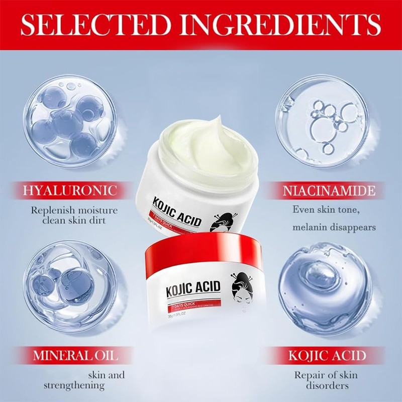 Kojic Acid Cream, Face and Body Gel, Dark Spots, Melasma,