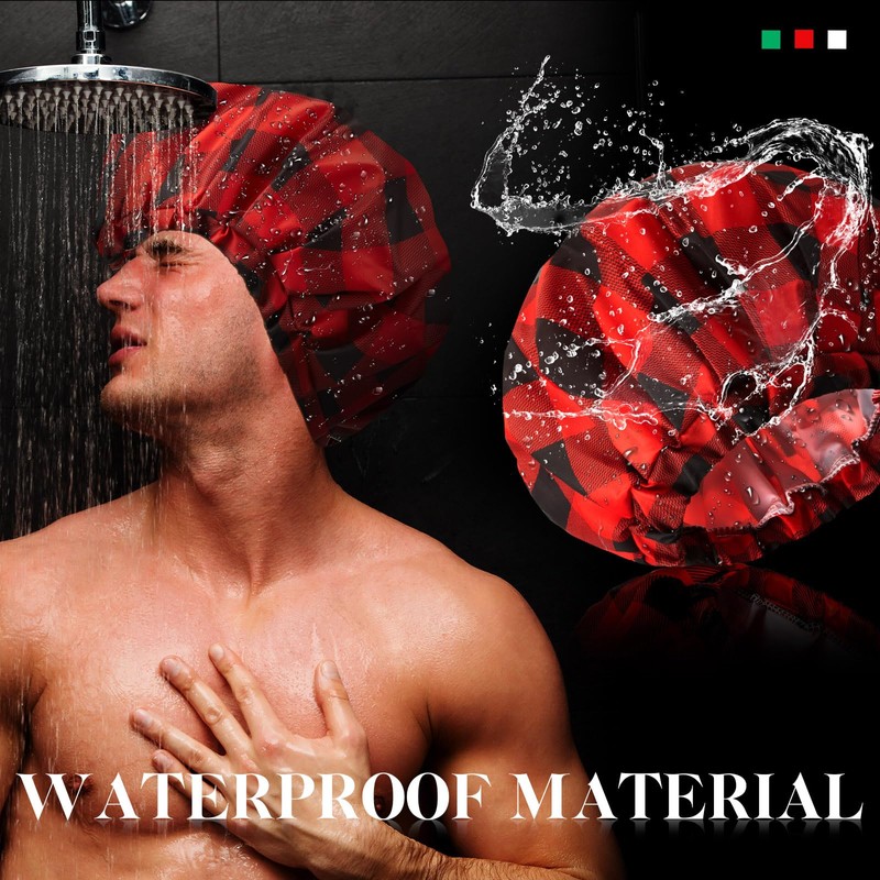 Shower Cap for Men Waterproof Reusable Large Bath Cap Men