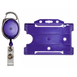 Customcard ltd® Purple Open Faced ID Card Holder and Purple Premier Yo Yo Retractable Badge Reel