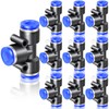 ERGAOBOY 10 Pcs Blue 12mm OD 3 Way Tee Push