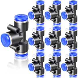 ERGAOBOY 10 Pcs Blue 12mm OD 3 Way Tee Push to Connect Fittings (PE12)