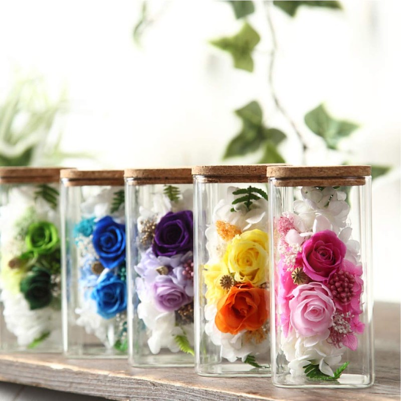 TEATSIGHT Preserved Flower Bottle Gift Boxed Soleil (Roses, Blue)
