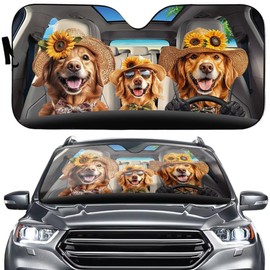 Golden Retriever Car Windshield Sunshades Dog Car Front Window Sun Shade Sun Visor UV Rays, Labrador Sun Shield for Vehicle, Keep Automotive Interior Cool