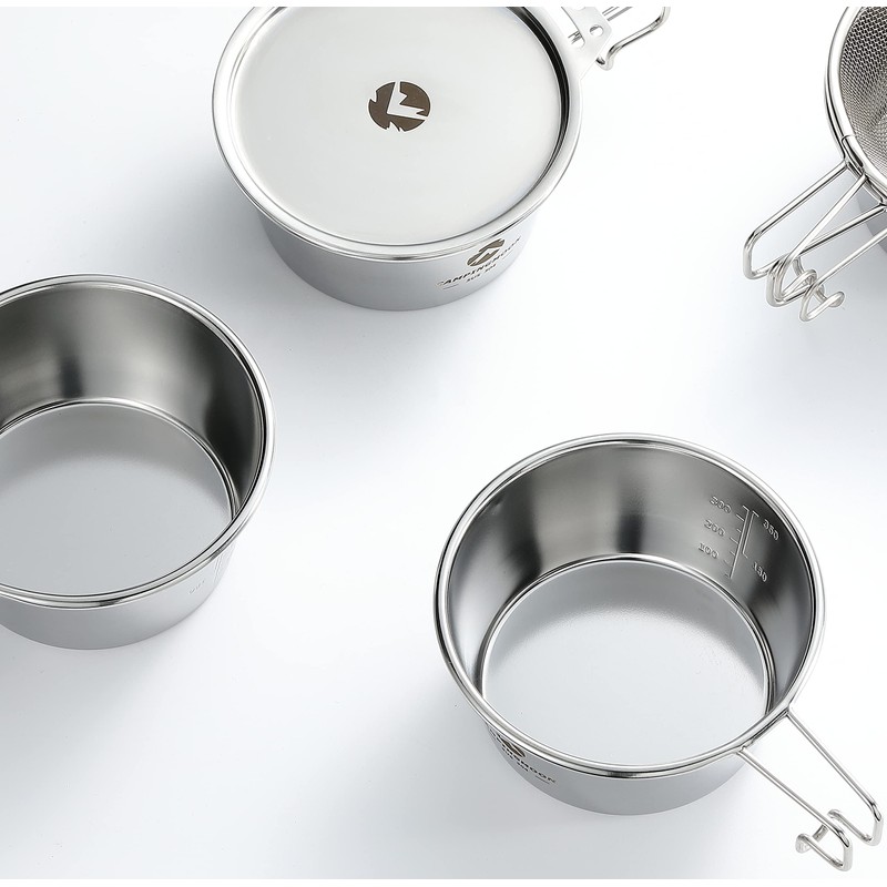 Camping Moon S360-SG-2P Camping Cup, Stainless Steel, Shell Cup, Lid