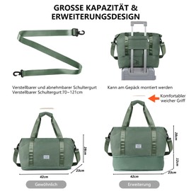 TANTOMI Women's Travel Bag, Hand Luggage, Sports Bag, 46 x 23 x 32 cm, Hand Luggage Bag, Weekender Bag, Waterproof Travel Bag, Duffle Bag, Training Bag, Clinic Bag, Birth Suitable for Holiday,