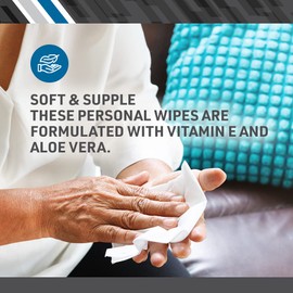 BodyMed® Adult Incontinence Washcloth Wipes, 48 Wipes/Pack – Disposable, Cleansing Wipes – Pre-Moistened & Hypoallergenic – Formulated with Vitamin E & Aloe Vera