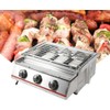 3 Burners Commercial Gas Grill Adjustable Tabletop Smokeless Outdoor Barbecue