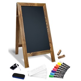 Better Office Products Magnetic A-Frame Chalkboard Sign, Extra Large 20" x 40", Standing Chalkboard Easel, Deluxe Set with Multiple Accessories, Outdoor Sidewalk Sandwich Board Sign,(Rustic Brown)