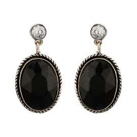 Efulgenz Indian Earrings for Women Black Oval Shape Earrings Crystal Dangle Drop Earrings Set Bohemian Dangle Drop Earrings Statement Earrings Jewelry for Women, Copper, No Gemstone