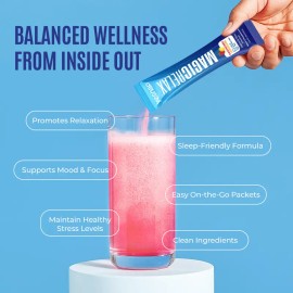 MAGICRELAX Calming Sparkling Mix with 8-in-1 Magnesium, Ashwagandha, Saffron, Vitamin D3, GABA, L-Theanine for Mood & Sleep Support, 30 Servings, No Sugar