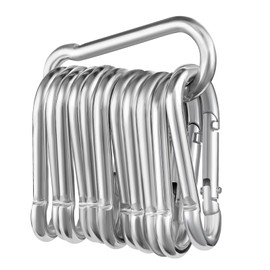 Pack of 12 Carabiner Hooks, Carabiner Load Capacity up to 180 kg, Diameter 6 x 60 mm, Galvanised, Heavy Duty Carabiner Hook Key Ring, Carabiner with Spring Hook, for Backpack, Dog Lead, Camping,