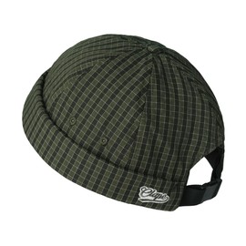 Clape Docker Cap Quick Dry Plaid Brimless Cap Beanie Hat Skullcap Adjustable Rolled Cuff Harbour Hat for Men Women Fisherman Worker Caps Green FMA2502