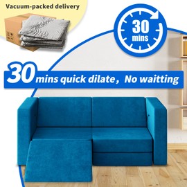 DEYGIA 10PCS Modular Kids Play Couch, Kids Couches with Climbing Slope, 10 in 1 Toddler Couch for Playing, Creativing, Sleeping, Indoor Kid Sofa for Boys and Girls (Blue)