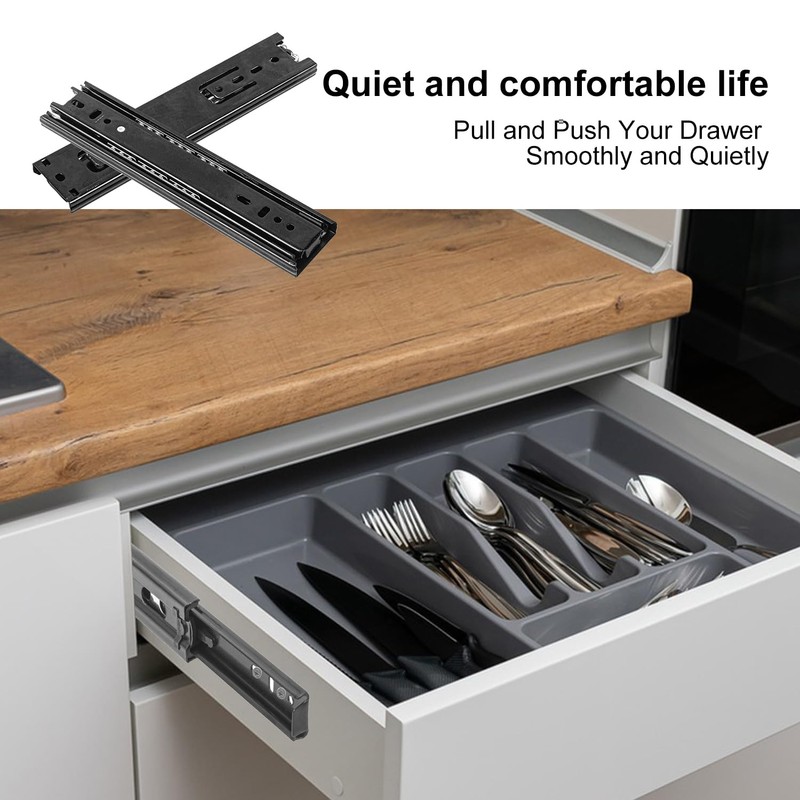 Biugaaufai 8 Pairs 8 Inch Black Full Extension Drawer Slides,