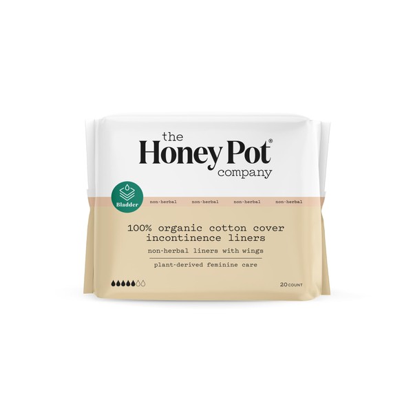 The Honey Pot Company - Non-Herbal Incontinence Panty Liners with Wings – Organic Pads for Women – Cotton Cover, and Ultra-Absorbent Pulp Core – Feminine Care – 20ct.