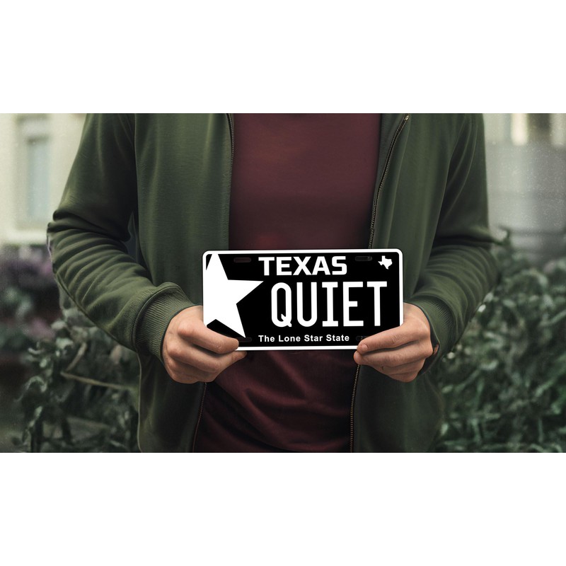 Texas Quiet Blackout License Plate Replica #QPTW Auto Tag Black