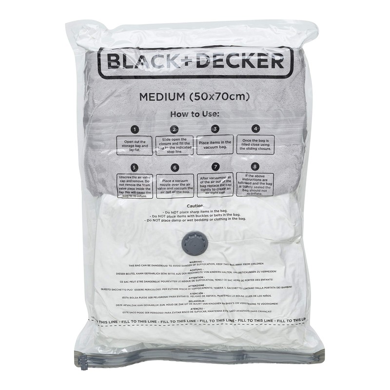 BLACK+DECKER Vacuum Storage Bags, White, Medium, 63429