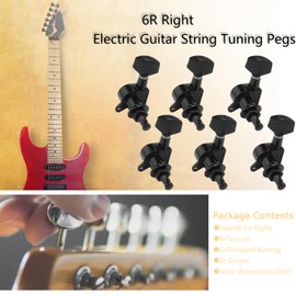 Pxyelec 6R Right Electric Guitar String Tuning Pegs Keys Tuners for Strat Tele Black