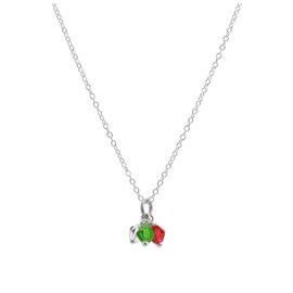 jewellerybox Sterling Silver Red Green Clear Crystal Bead Necklace - 22 Inches